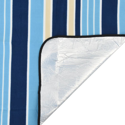Tovaglia Picnic Pieghevole Strisce Blu e Bianco 200x200 Velluto