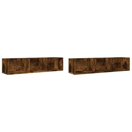 Mobili Parete 2 pz Rovere Fumo 75x18x16,5 cm Legno Multistrato
