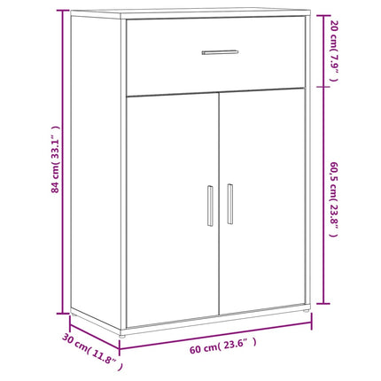 Credenza Grigio Cemento 60x30x84 cm in Legno Multistrato