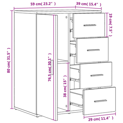 Credenza Bianca 59x39x80 cm in Legno Multistrato