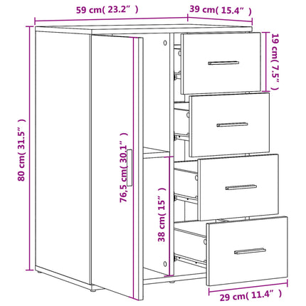 Credenza Grigio Cemento 59x39x80 cm in Legno Multistrato