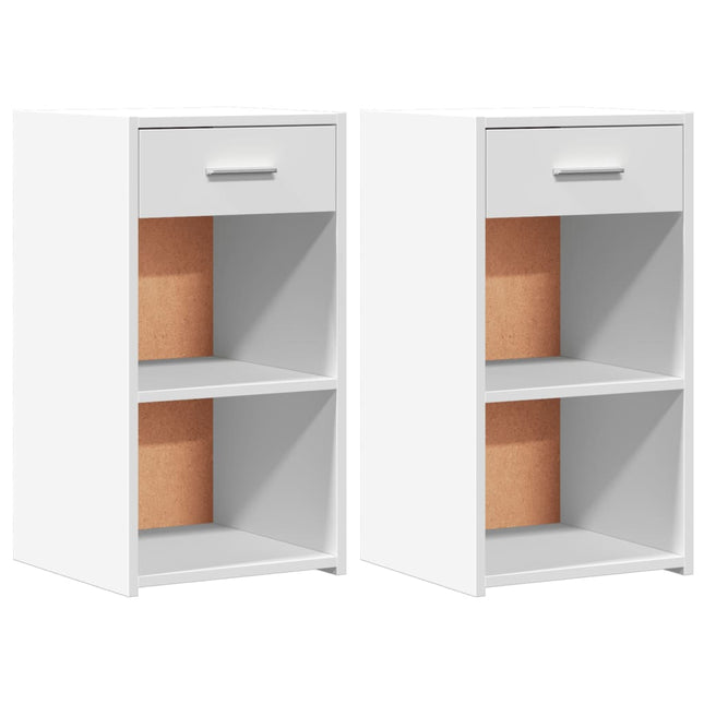 Comodini 2pz Bianchi 35x34x65 cm in Legno Multistrato