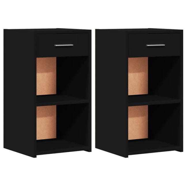 Comodini 2pz Neri 35x34x65 cm in Legno Multistrato