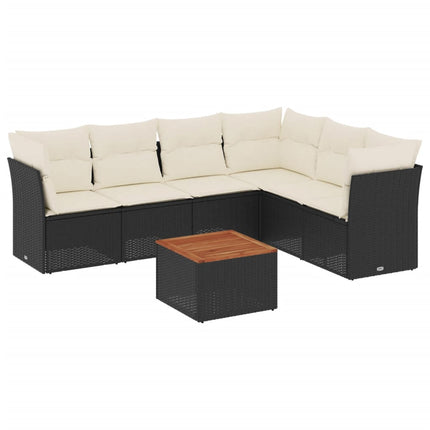 Set Divani da Giardino con Cuscini 7pz Nero Polyrattan