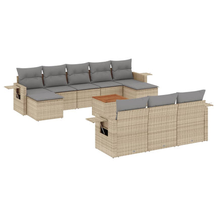 Set Divani da Giardino 11 pz con Cuscini Beige in Polyrattan