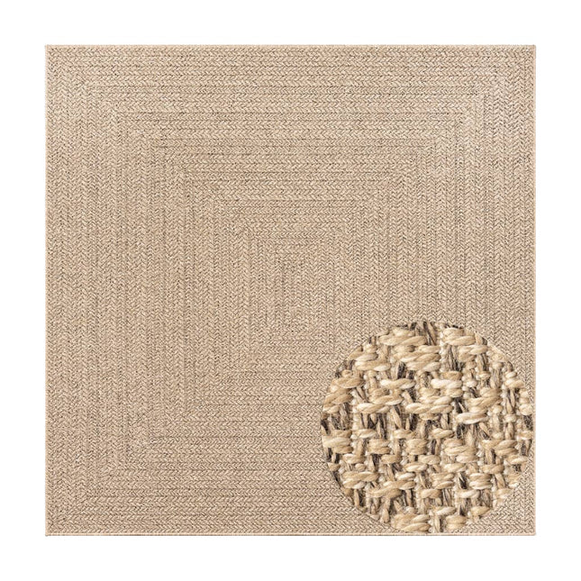 Tappeto ZIZUR 120x120 cm Aspetto Iuta per Interni ed Esterni