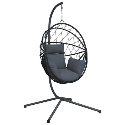 Sedia a Uovo Sospesa con Supporto Antracite Polyrattan/Acciaio