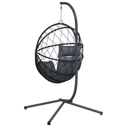 Sedia a Uovo Sospesa con Supporto Antracite Polyrattan/Acciaio