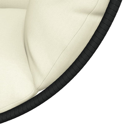 Sedia a Uovo Sospesa con Supporto Beige in Polyrattan e Acciaio