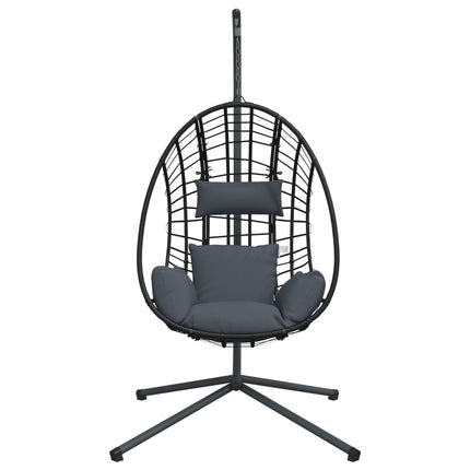 Sedia a Uovo Sospesa con Supporto Antracite Polyrattan/Acciaio