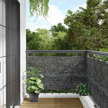 Paravento da Balcone con Aspetto Pietra Grigio 600x120 cm PVC