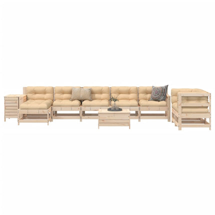 Set Divani da Giardino 10 pz in Legno Massello di Pino