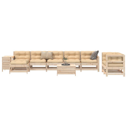 Set Divani da Giardino 10 pz in Legno Massello di Pino