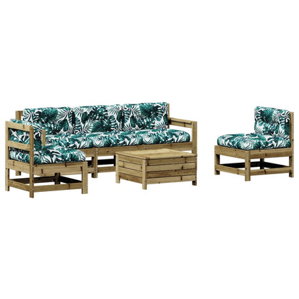 Set Divani da Giardino 6pz con Cuscini Legno Impregnato di Pino