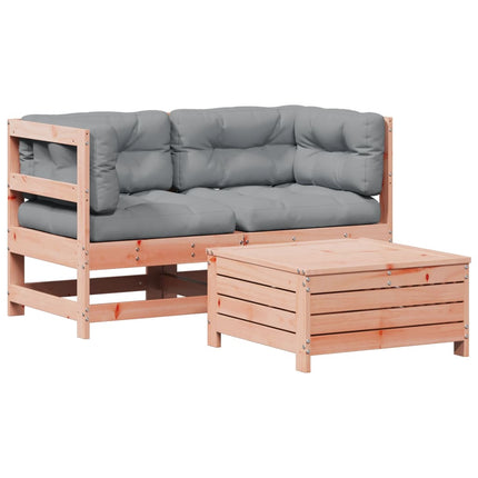 Set Divani Giardino 3pz con Cuscini Legno Massello di Douglas