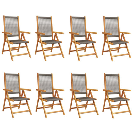 Sedie da Giardino Reclinabili 8pz Grigie Legno Massello Acacia