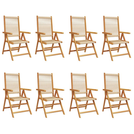Sedie da Giardino Reclinabili 8pz Beige Legno Massello Acacia