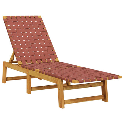 Lettino Prendisole Tavolino Rosso Legno Massello Acacia Tessuto
