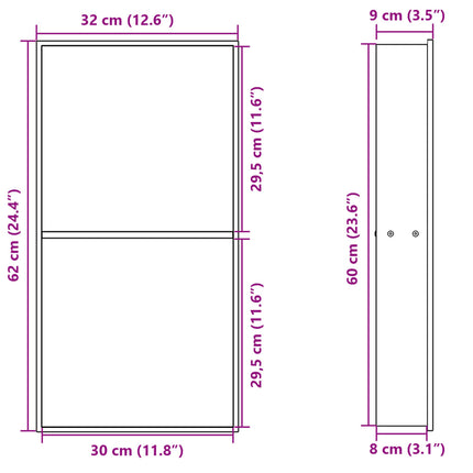 Nicchia per Doccia Bianco Opaco 32x62x9cm in Acciaio Inox