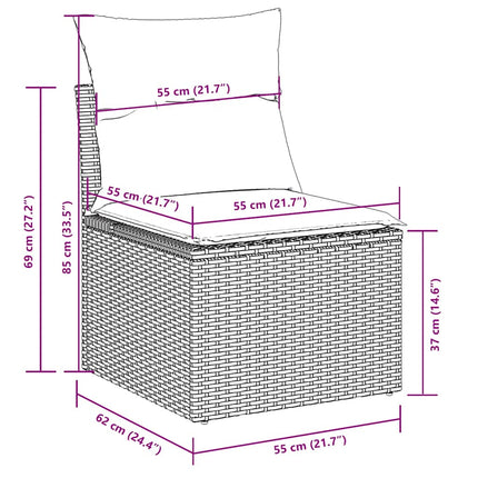 Set Divano da Giardino 6pz con Cuscini Grigio Chiaro Polyrattan