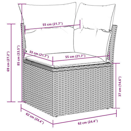 Set Divani da Giardino 11 pz con Cuscini in Polyrattan Grigio