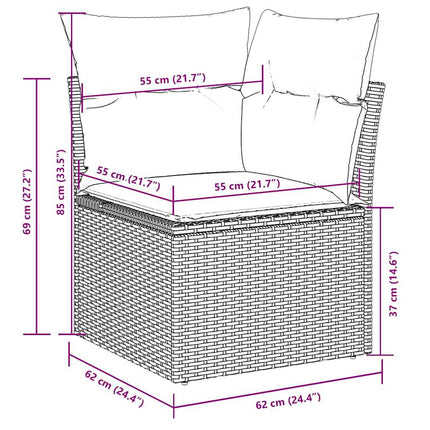 Set Divano da Giardino 4pz con Cuscini Grigio Chiaro Polyrattan