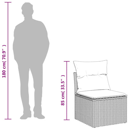 Set Divano da Giardino 6pz con Cuscini Grigio Chiaro Polyrattan