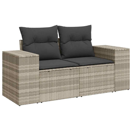 Set Divano da Giardino 9pz con Cuscini Grigio Chiaro Polyrattan