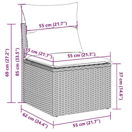 Set Divano da Giardino 9pz con Cuscini Grigio Chiaro Polyrattan