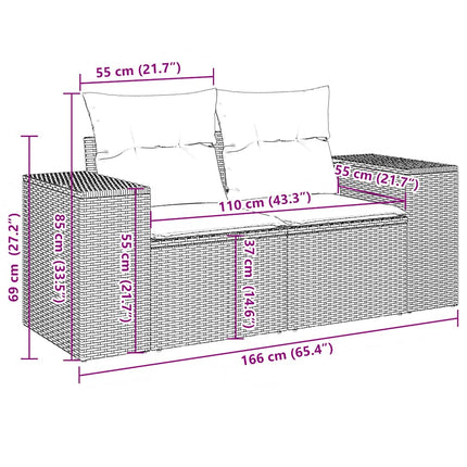Set Divani da Giardino 11 pz con Cuscini in Polyrattan Grigio