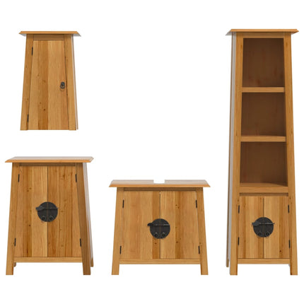 Set Mobili da Bagno 4 pz in Legno Massello di Pino