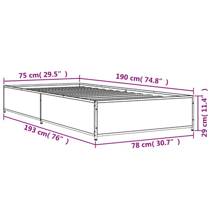 Giroletto Grigio Sonoma 75x190cm in Legno Multistrato e Metallo