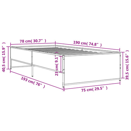 Giroletto Grigio Sonoma 75x190cm in Legno Multistrato e Metallo