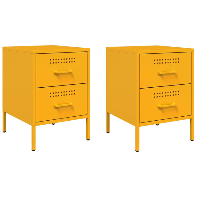Comodini 2 pz Giallo Senape 36x39x50,5 cm in Acciaio