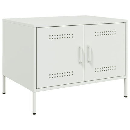 Tavolino da Salotto Bianco 68x50x50,5 cm in Acciaio