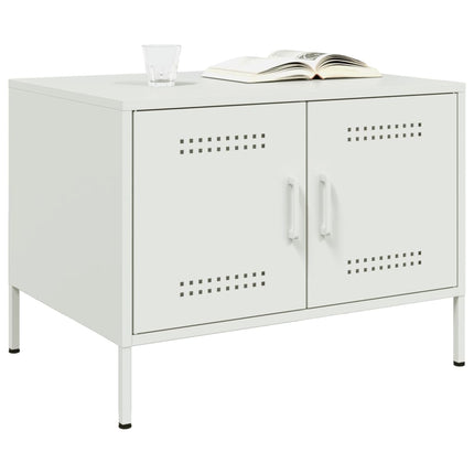 Tavolino da Salotto Bianco 68x50x50,5 cm in Acciaio