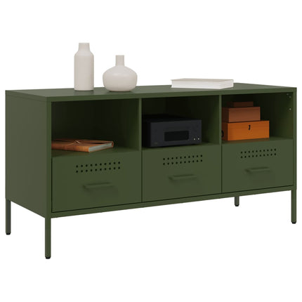 Mobile TV Verde Oliva 100,5x39x50,5 cm in Acciaio