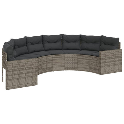 Set Divani da Giardino Semicircolare 2 pz in Polyrattan Grigio