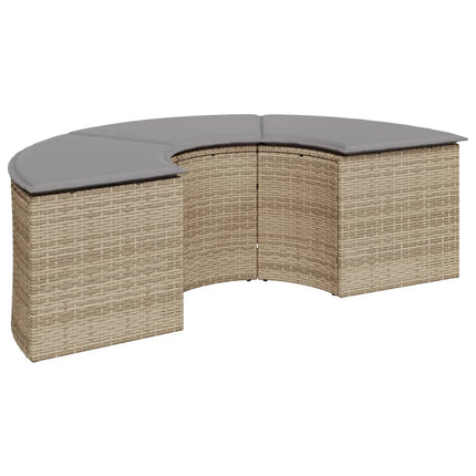 Set Divani da Giardino Semicircolare 2 pz in Polyrattan Beige