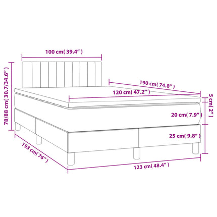 Giroletto a Molle con Materasso Tortora 120x190 cm in Tessuto