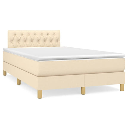 Giroletto a Molle con Materasso Crema 120x190 cm in Tessuto