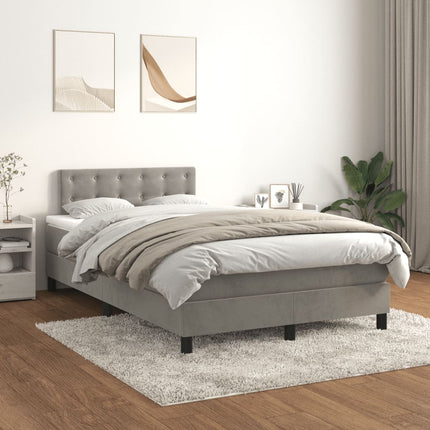 Giroletto a Molle con Materasso Grigio Chiaro 120x190cm Velluto
