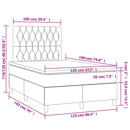 Giroletto a Molle con Materasso Tortora 120x190 cm in Tessuto