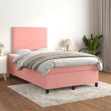 Giroletto a Molle con Materasso Rosa 120x190 cm in Velluto