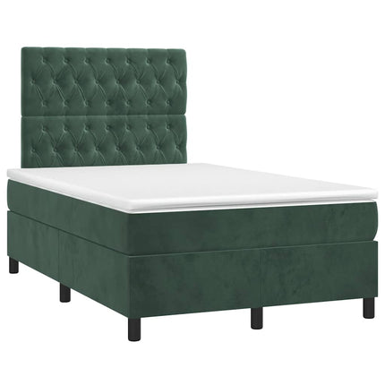 Giroletto a Molle con Materasso Verde Scuro 120x190 cm Velluto