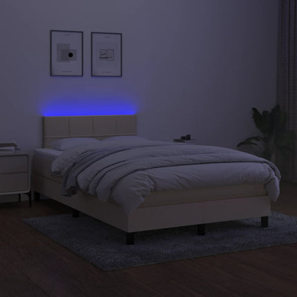 Letto a Molle con Materasso e LED Crema 120x190 cm in Tessuto