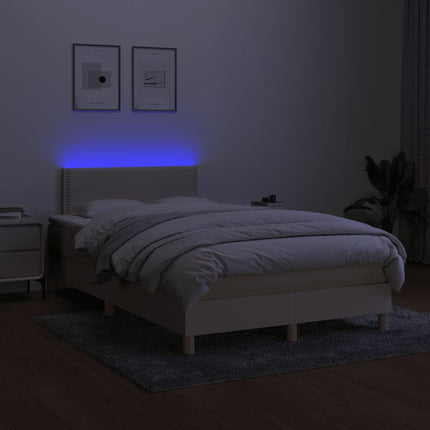 Letto a Molle con Materasso e LED Crema 120x190 cm in Tessuto
