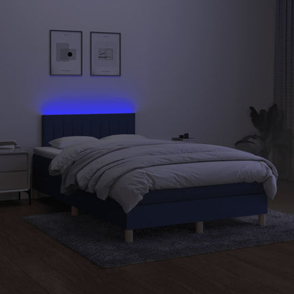 Letto a Molle con Materasso e LED Blu 120x190 cm in Tessuto