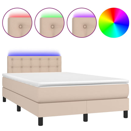 Giroletto Molle Materasso e LED Cappuccino 120x190cm Similpelle