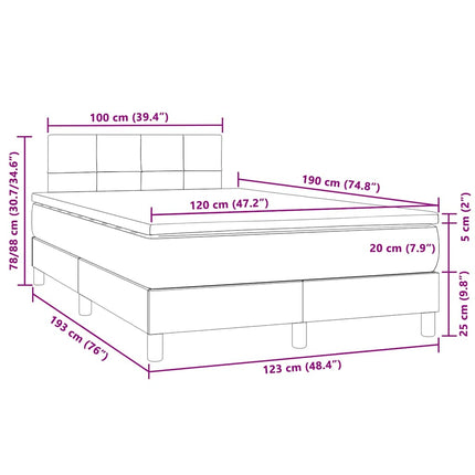 Letto a Molle con Materasso e LED Nero 120x190 cm in Velluto